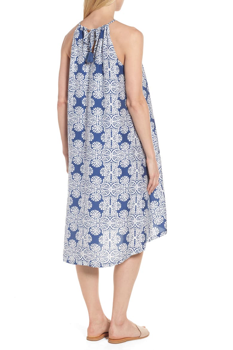Mirrored Leaves Trapeze Halter Dress, Alternate, color, MOONSHINE
