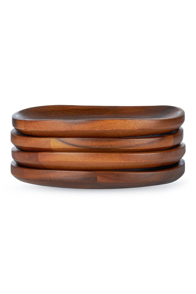 Billow Set of 4 Appetizer Plates, Alternate, color, BROWN