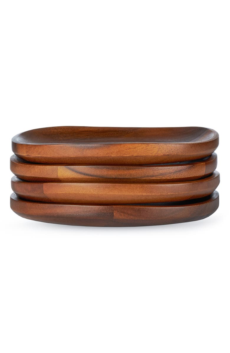 Nambé Billow Set of 4 Appetizer Plates, Alternate, color, Brown