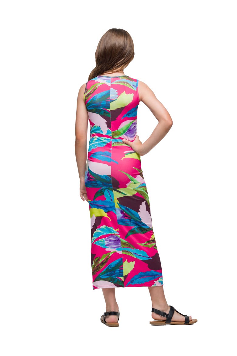 Pink Floral Print Side Slit Maxi Dress, Alternate, color, Pink Multi
