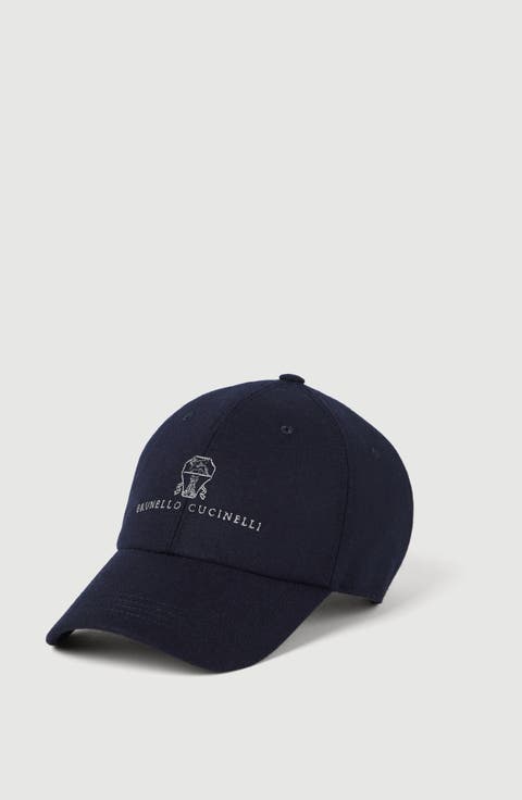 Virgin wool flannel baseball cap with embroidered logo