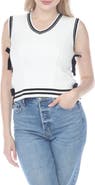 RAIN AND ROSE Cable Stitch Side Tie Sweater Vest