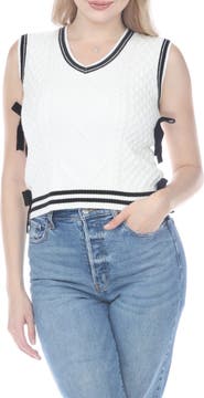 RAIN AND ROSE Cable Stitch Side Tie Sweater Vest