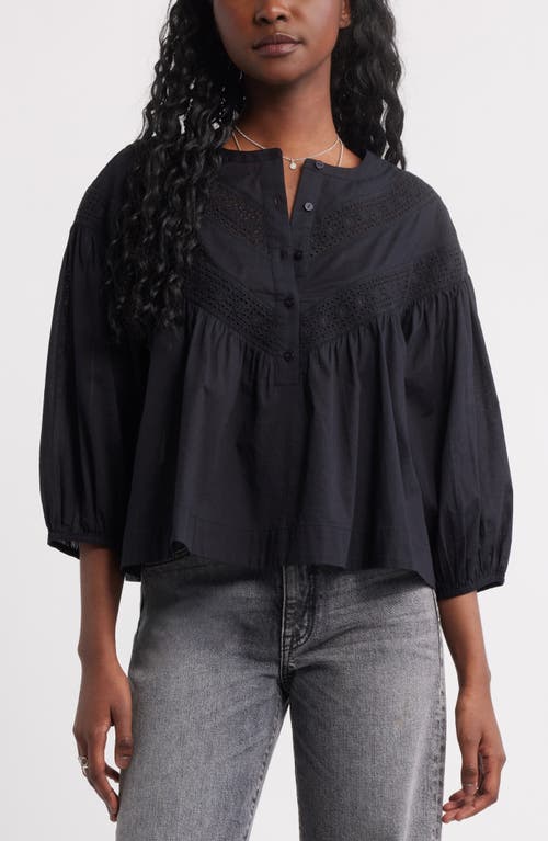 Treasure & Bond Lace Inset Woven Shirt In Black