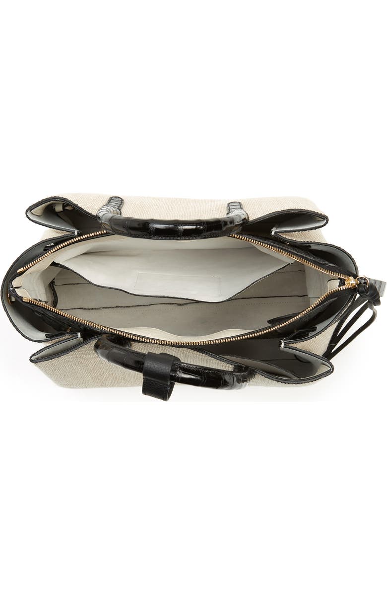 Nancy Gonzalez Large Cristie Linen & Genuine Crocodile Tote, Alternate, color,