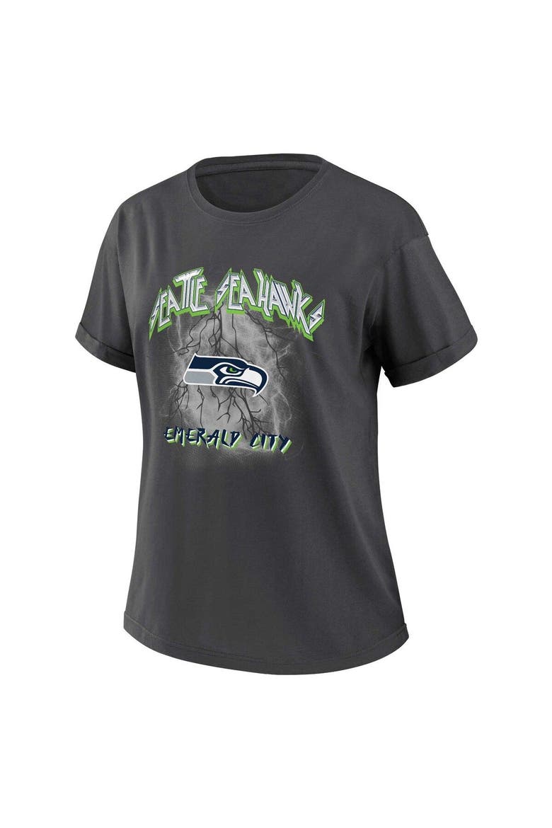 Women's WEAR by Erin Andrews Charcoal Seattle Seahawks Boyfriend T-Shirt, Alternate, color, Charcoal