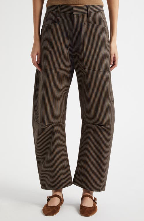 Nili Lotan Shon Barrel Leg Cotton Twill Pants In Vintage Railroad Stripe