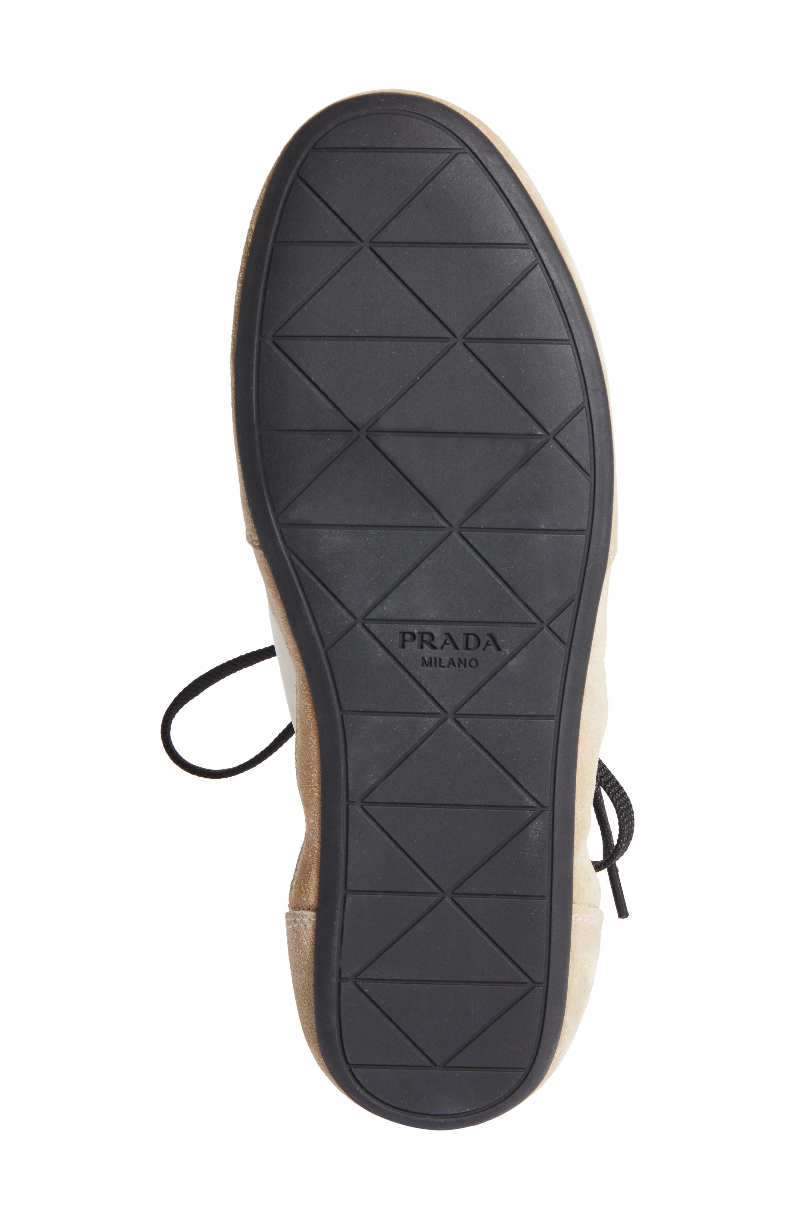 Prada Collapse Mixed Media Low Top Sneaker, Alternate, color, Beige