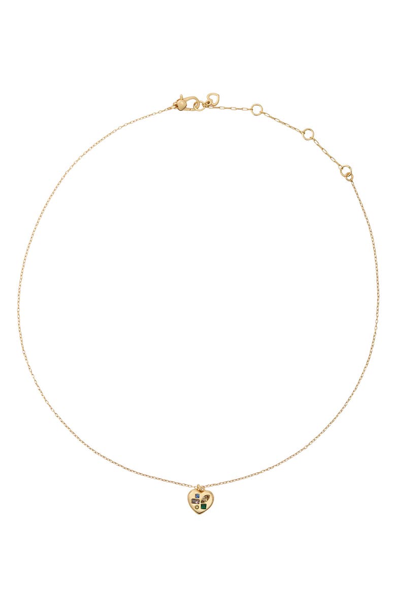 Kate Spade New York self-love club pendant necklace, Alternate, color, Gold Multi