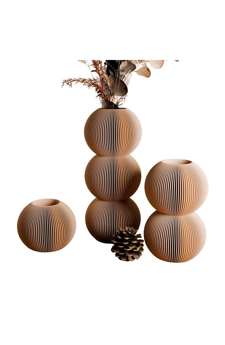 Modernized Pottery Double Bubble Vase, Main, color, Natural Wood