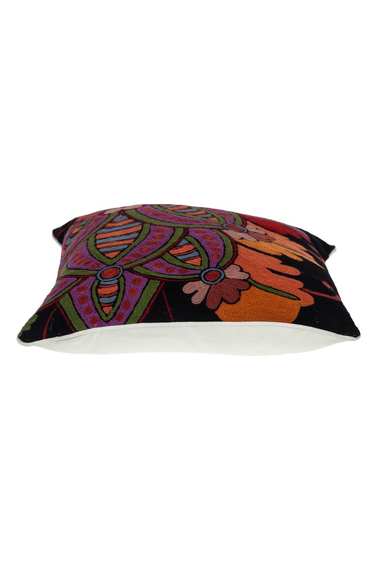 Hand-Embroidered Accent Pillow, Alternate, color, BLACK