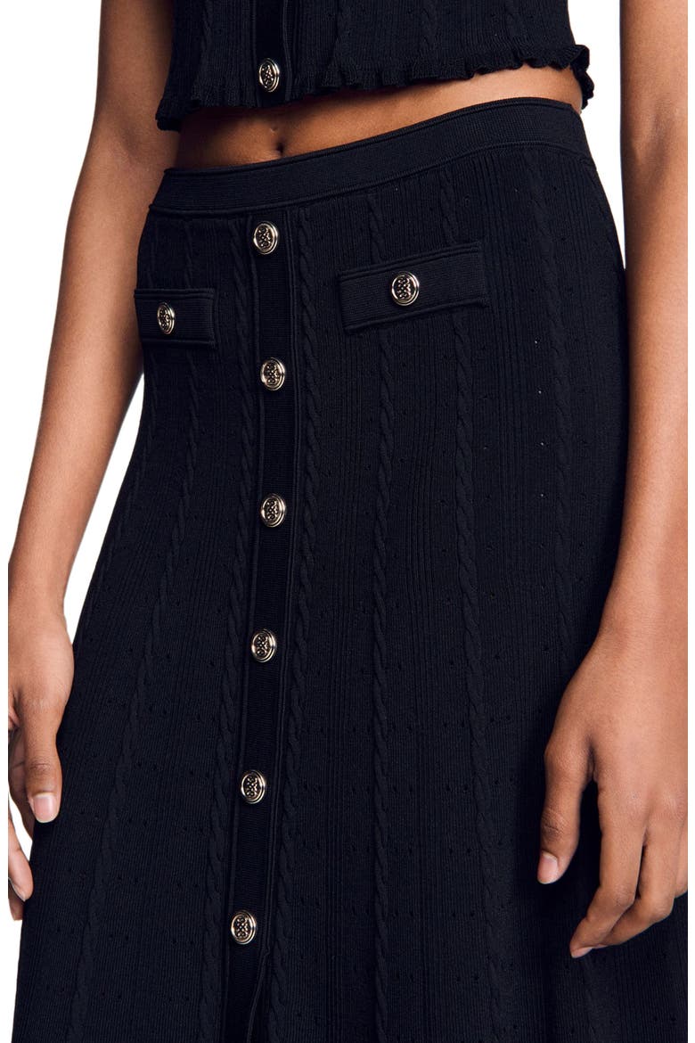 Pointelle knit midi skirt, Alternate, color, Black