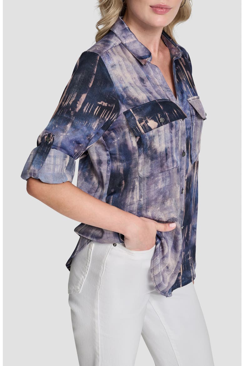 Abstract Print Roll-Tab Sleeve Button-Up Shirt, Alternate, color, HUDSON LIGHTS