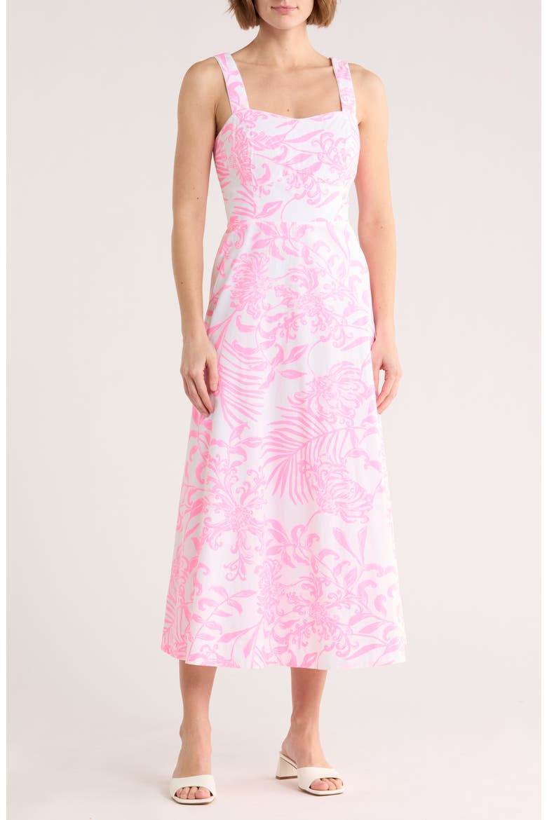 Maella Midi Dress, Main, color, ROUSSEAU PINK GLISTEN