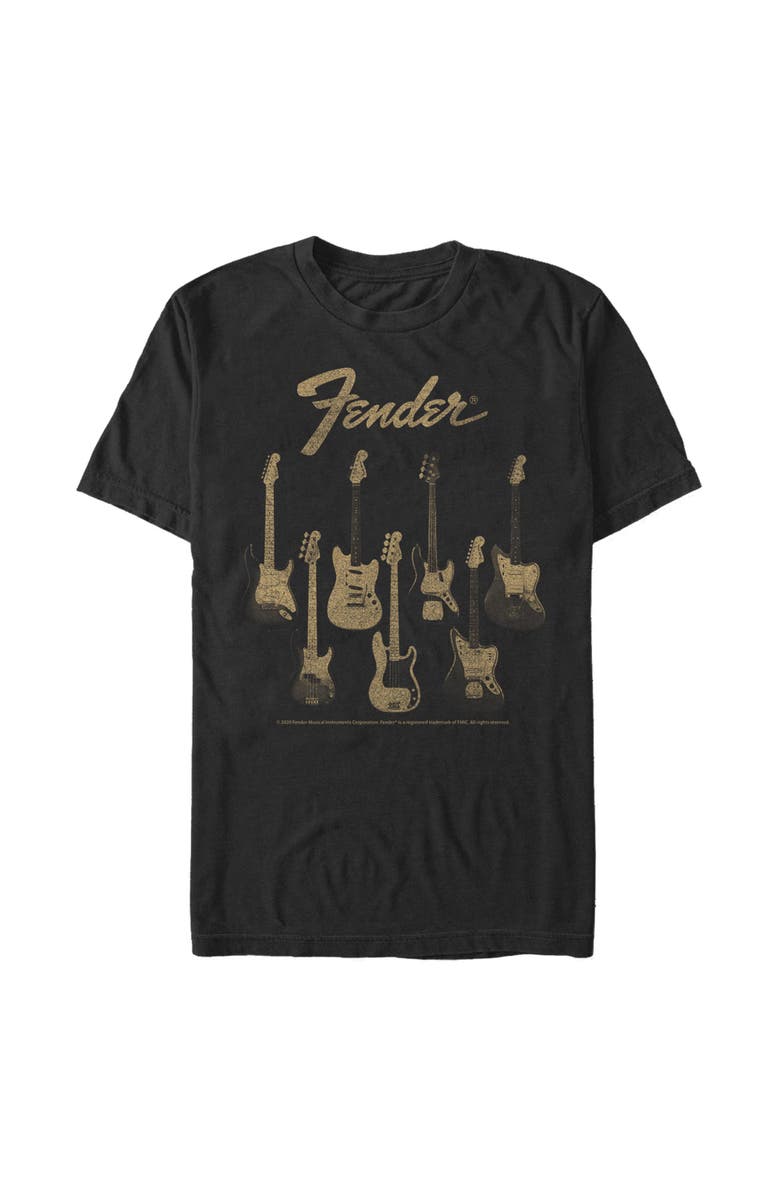 FENDER Men's Fender Distressed Guitars Group Graphic T-Shirt, Main, color, Black