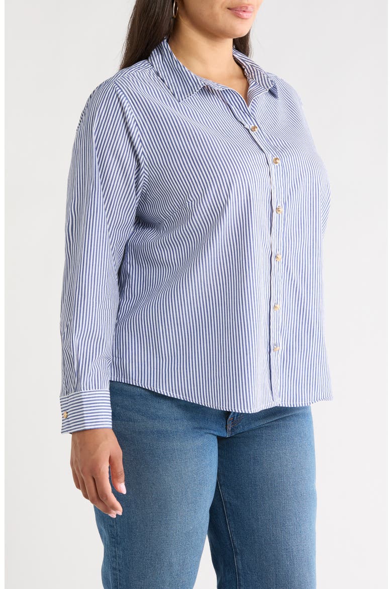 Bentley Stripe Cotton Button-Up Shirt, Alternate, color, SANTORINI