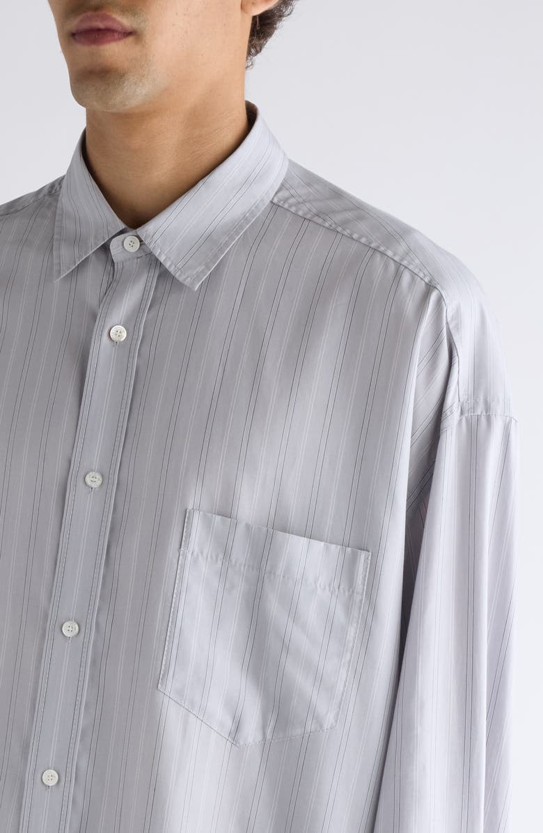 Acne Studios Soffia Relaxed Fit Stripe Button-Up Shirt, Alternate, color, Grey/ Multi