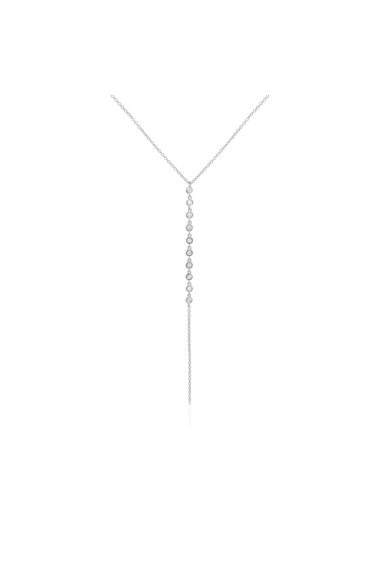 Lariat Bezel CZ Necklace, Main, color, Silver