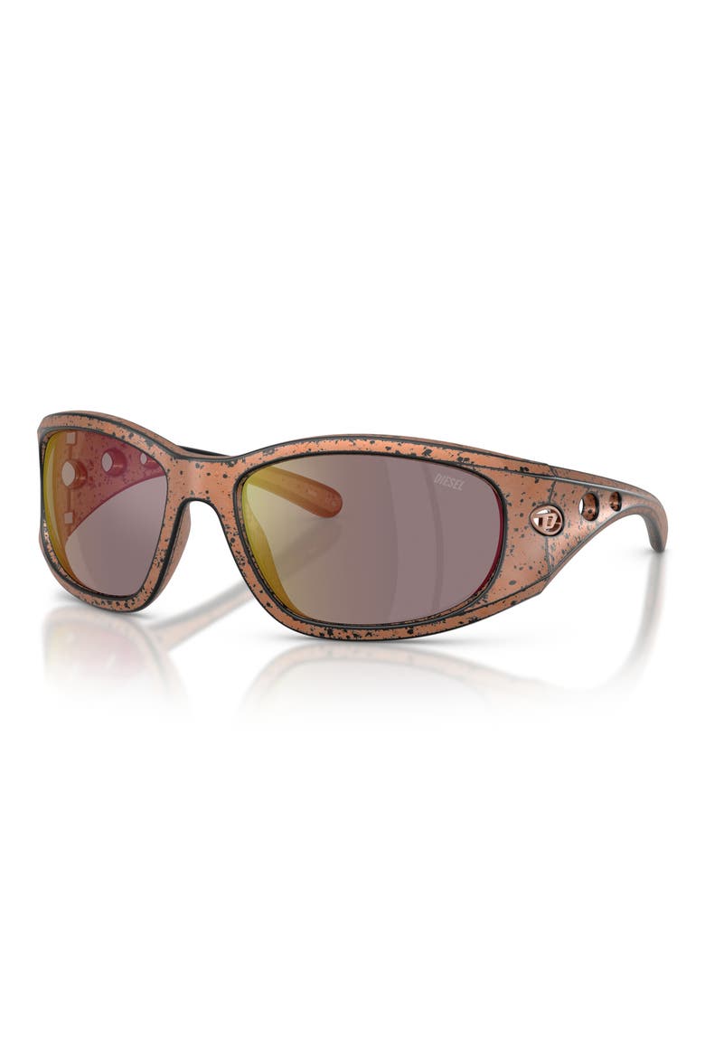 DL3012U 61mm Mirrored Rectangular Sunglasses, Alternate, color, BRONZE SPLATTER BLACK / ROSE