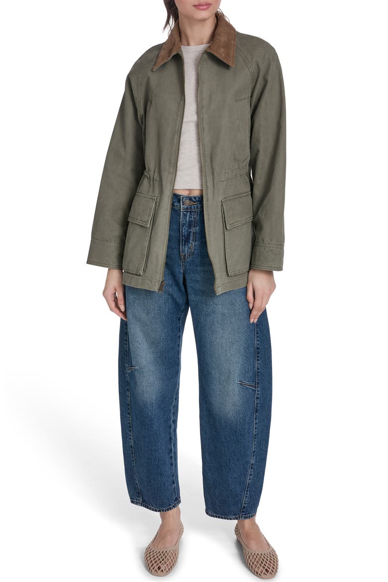 Cinched Barn Jacket, Alternate, color, OLIVE NIGHT