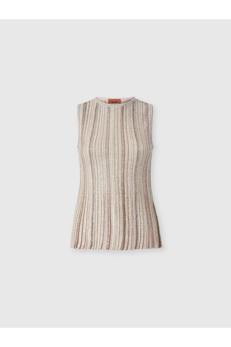 Sleeveless Ribbed Top With Sequins, Main, color, Pink