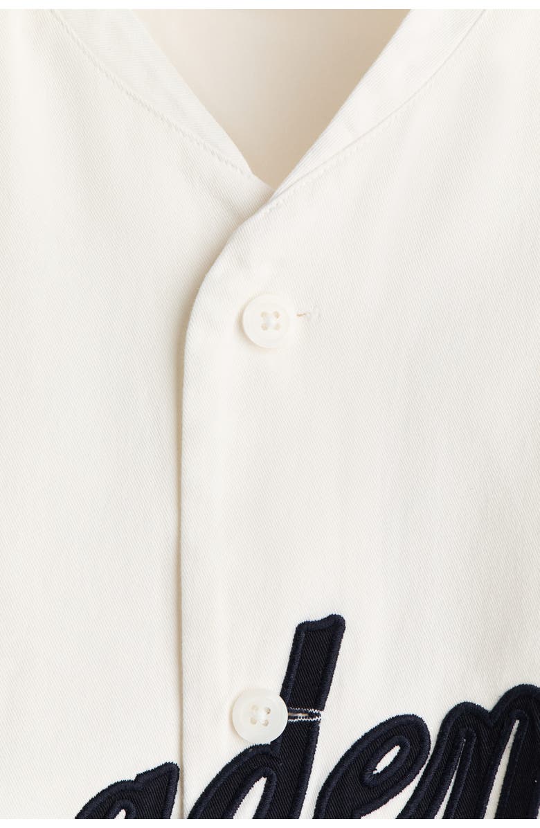 H&M Relaxed Fit Cotton Baseball Shirt, Alternate, color, White/Academy Club House