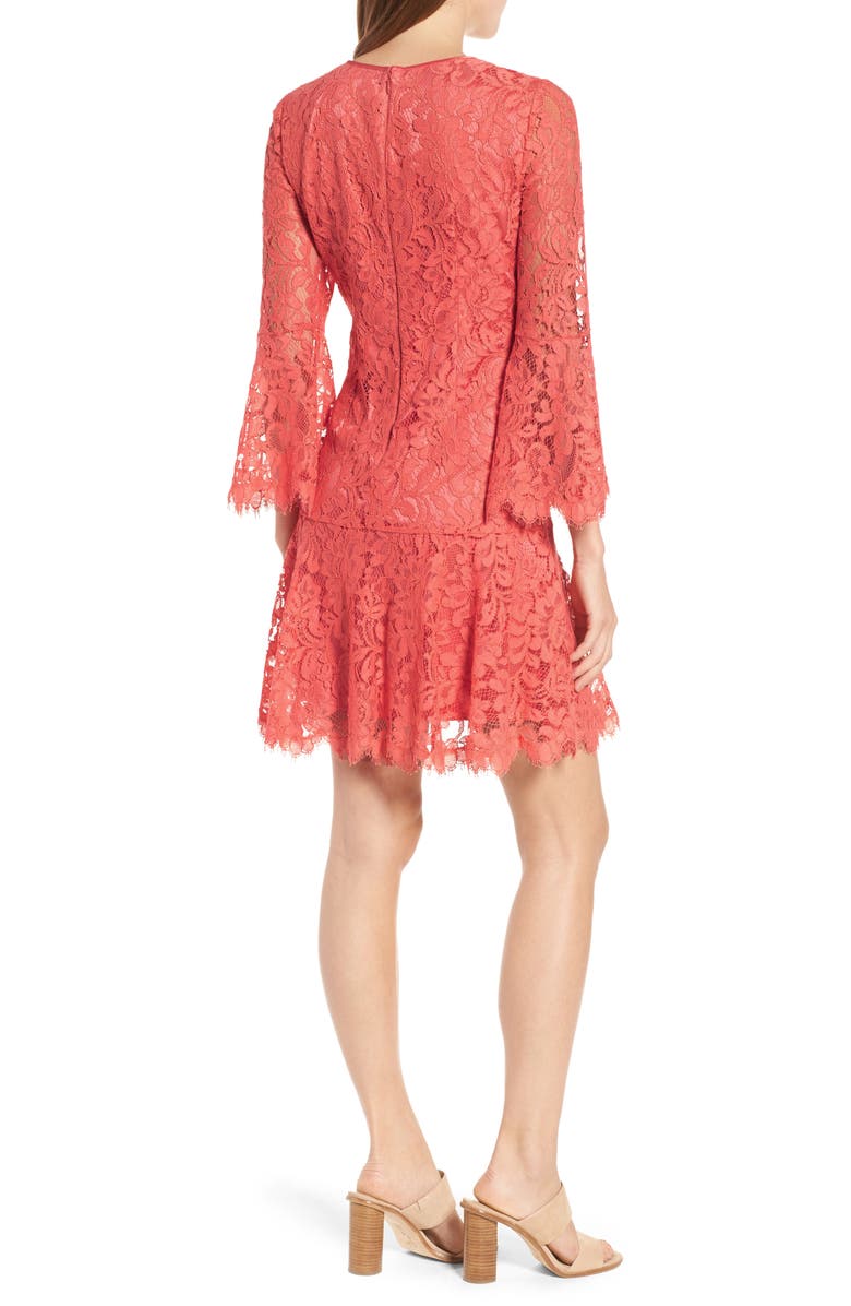 Eliza J Lace Bell Sleeve Dress, Alternate, color, 