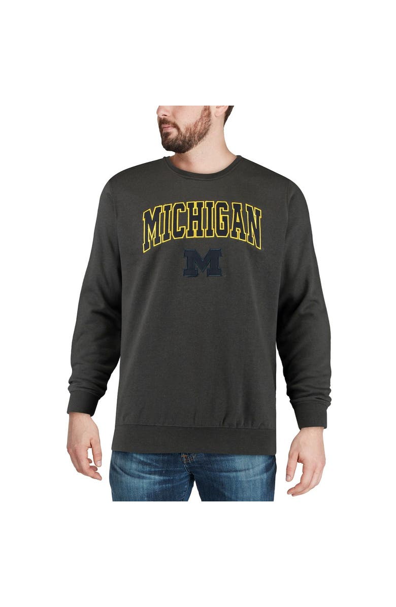 COLOSSEUM Men's Colosseum Charcoal Michigan Wolverines Arch & Logo Crew Neck Sweatshirt, Alternate, color, Charcoal