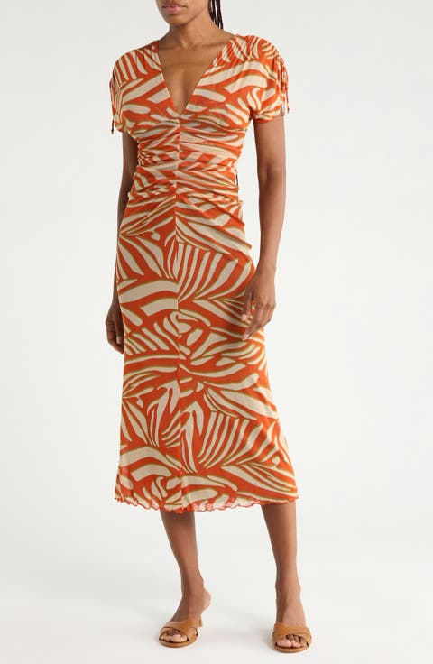 Ella Ruched Mesh Dress