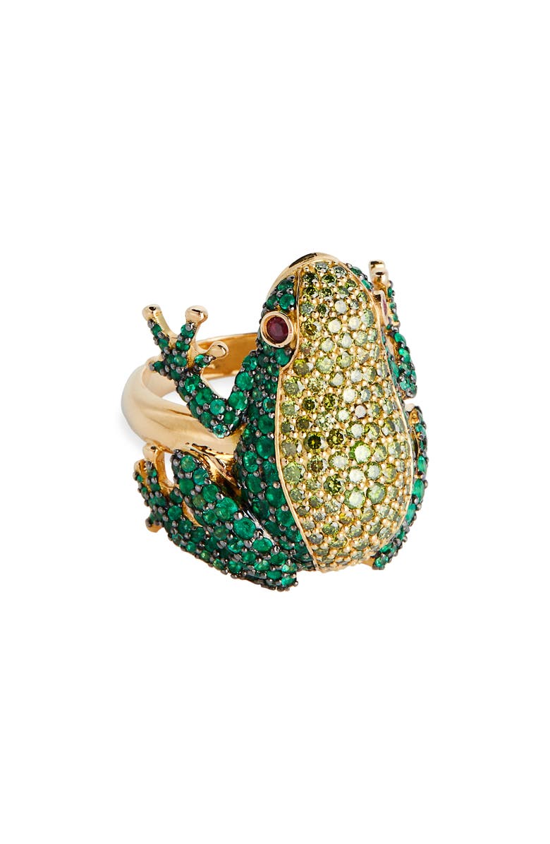 Grace Winfrey Emerald & Diamond Frog Ring, Main, color, Emerald/ Green Diamond/ Ruby