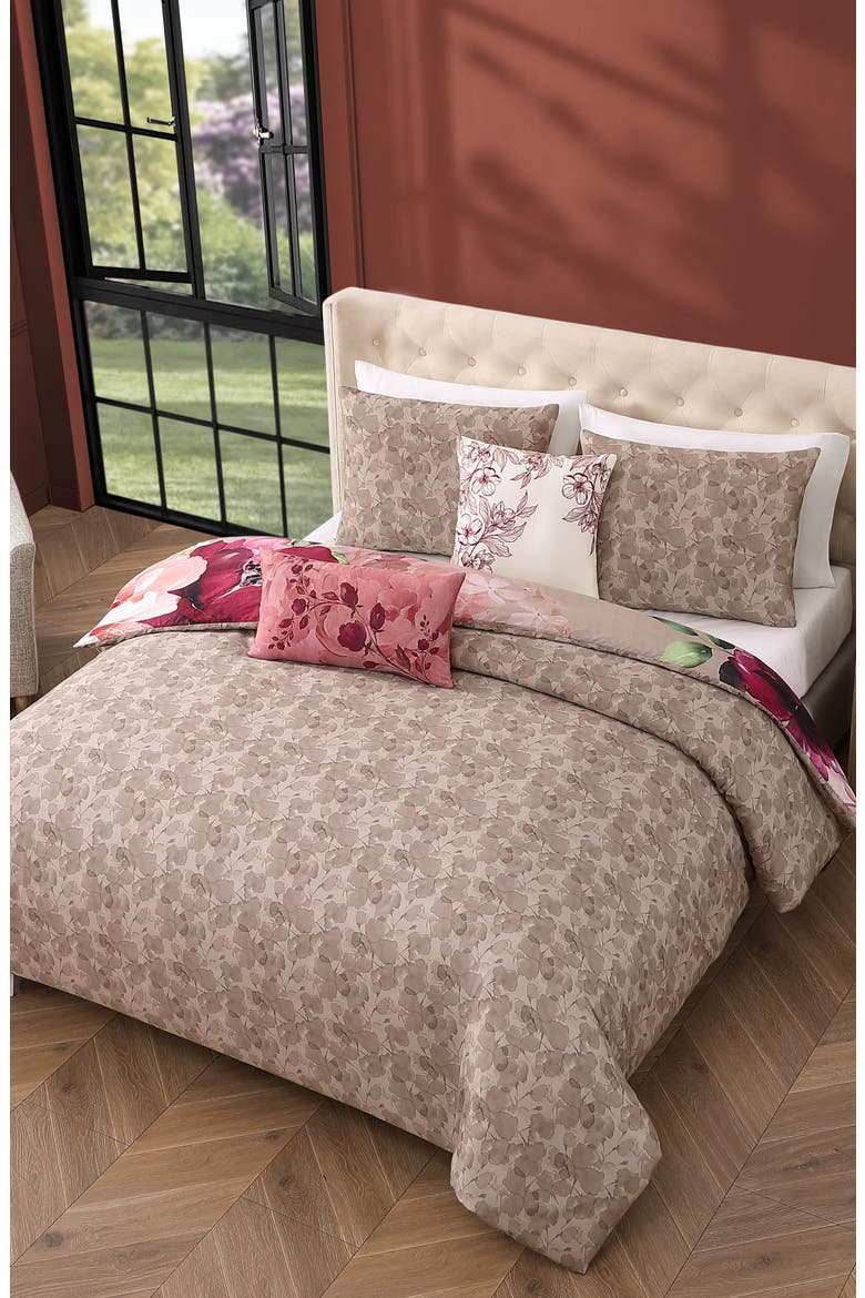 Florence Reversible 5-Piece Comforter Set, Alternate, color, BROWN