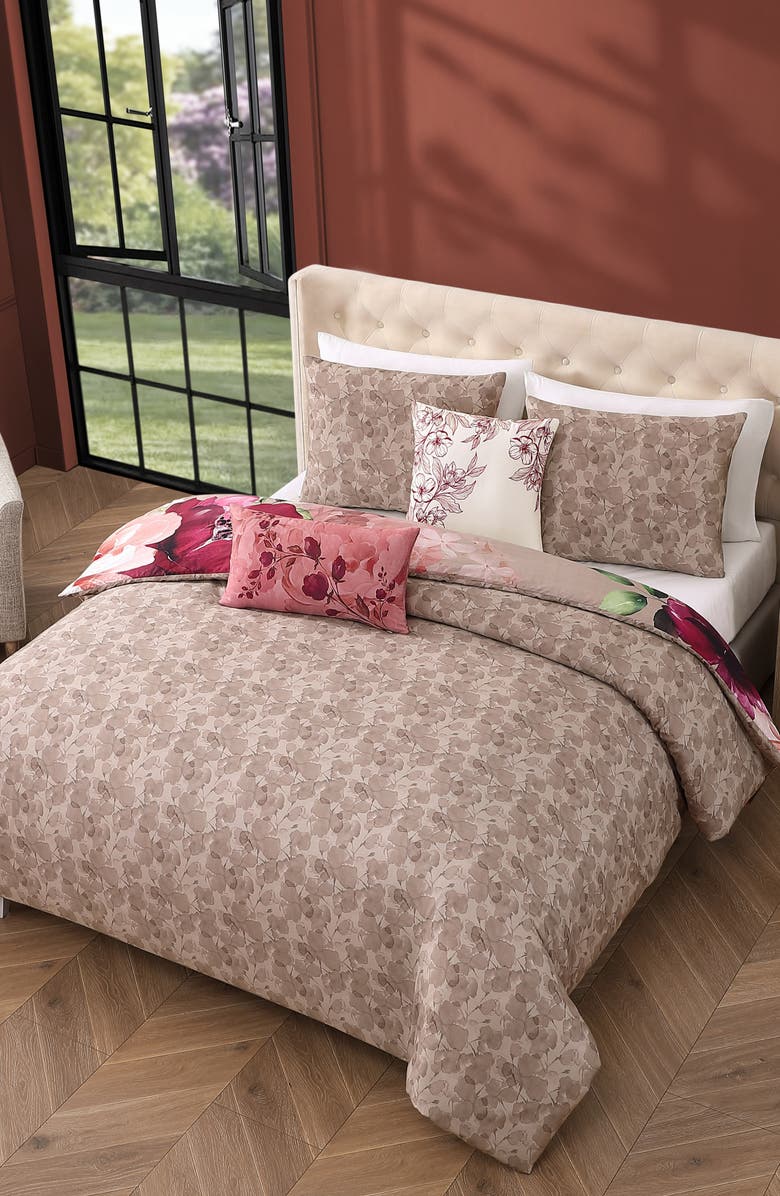 Bebejan Florence Reversible 5-Piece Comforter Set, Alternate, color, Brown