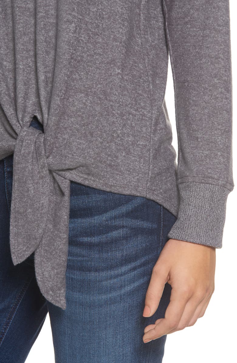 GIBSONLOOK Gibson Tie Front Cozy Fleece Pullover, Alternate, color, 