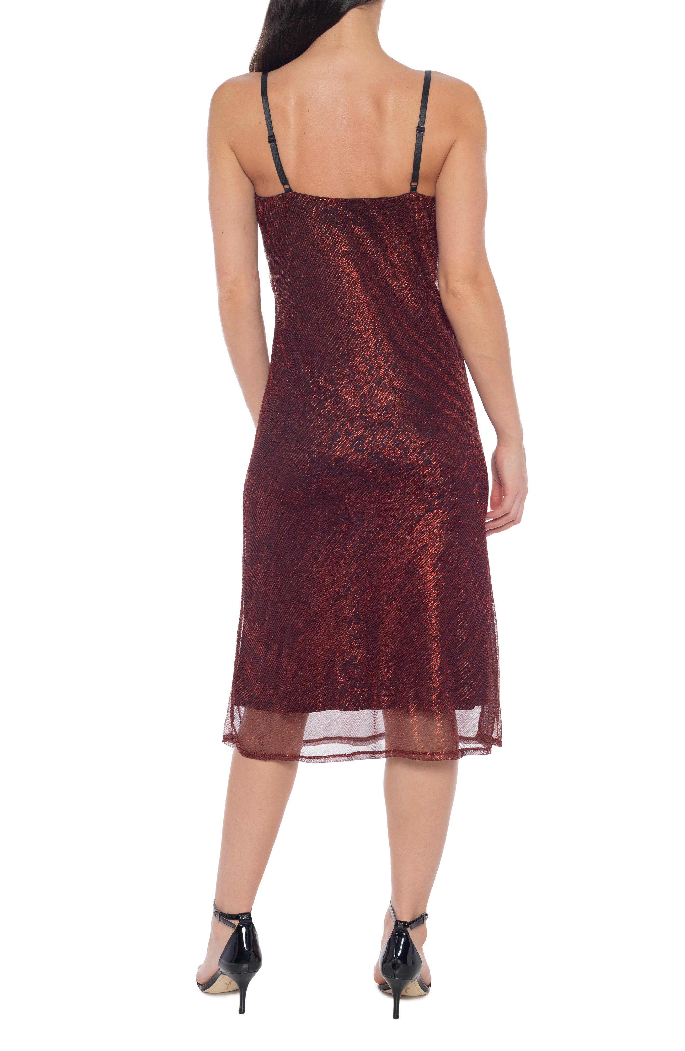 Cowl Neck Metallic Midi Slipdress - image 4