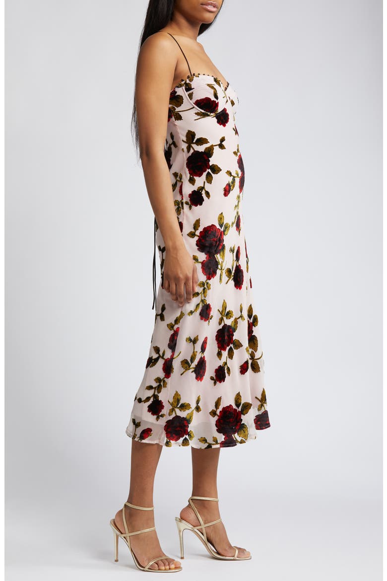 Floral Devoré Underwire Midi Dress, Alternate, color, PINK