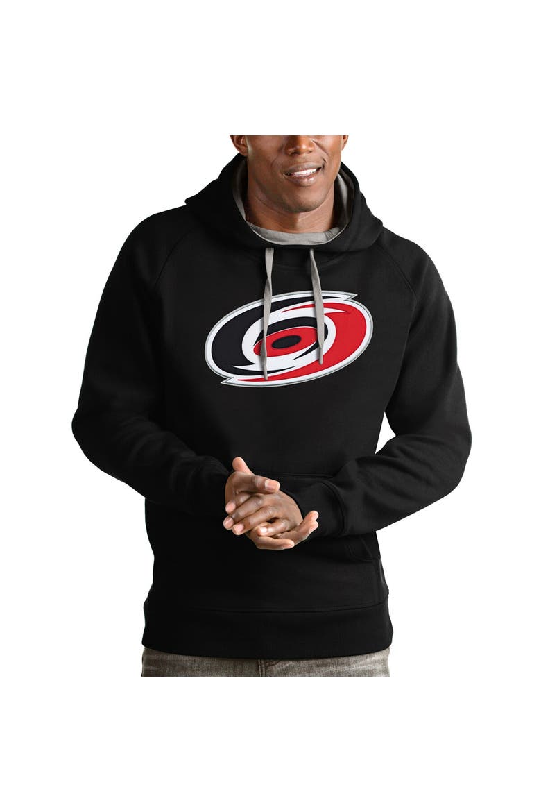 Men's Antigua Black Carolina Hurricanes Logo Victory Pullover Hoodie, Main, color, Black