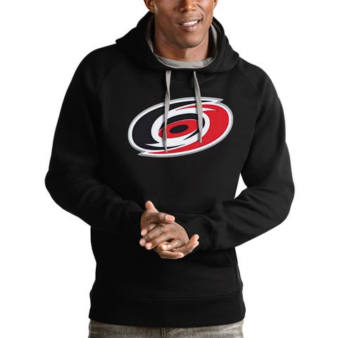 Men's Antigua Black Carolina Hurricanes Logo Victory Pullover Hoodie
