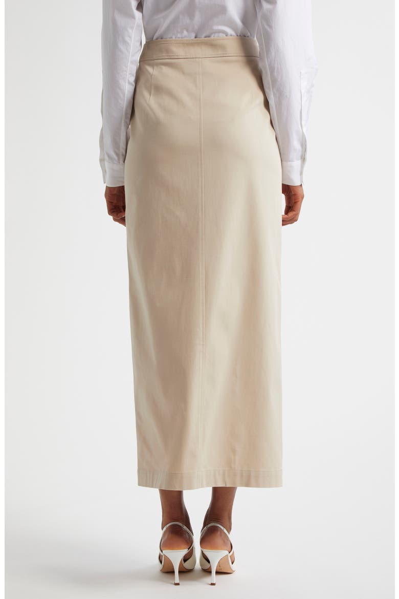 Stretch Cotton Button Front Maxi Skirt, Alternate, color, BEIGE