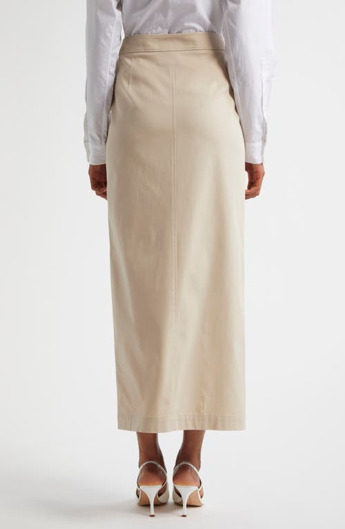 Emporio Armani Womens Pleat-front Button-down Cotton Maxi Skirt Rope In Beige