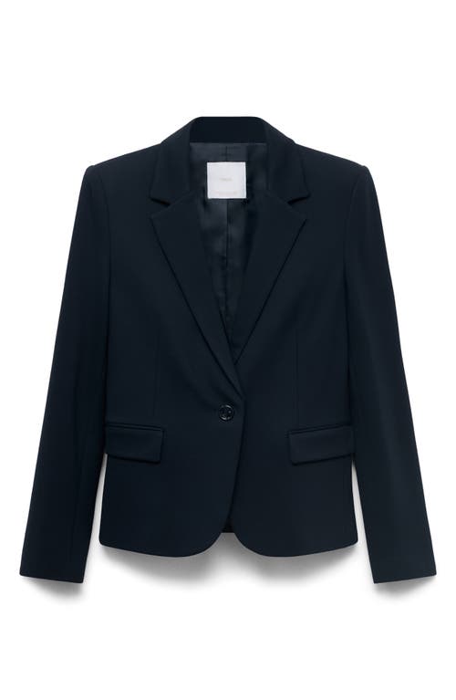 Mango Fitted Suit Jacket Dark Navy In Blue