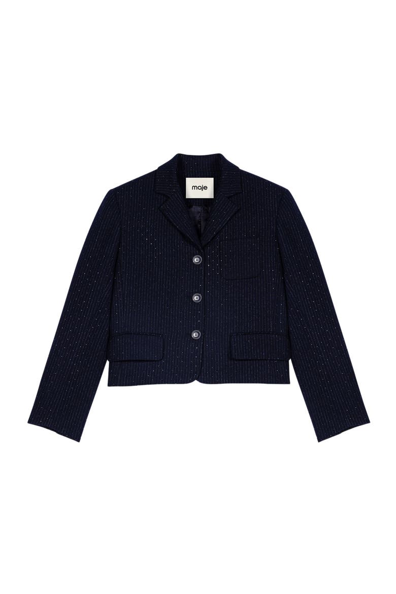 Cropped suit jacket, Alternate, color, Navy