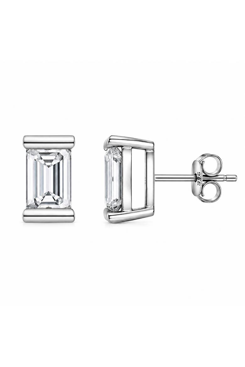 Sterling Silver Emerald-Cut Bar Set Studs, Main, color, Silver