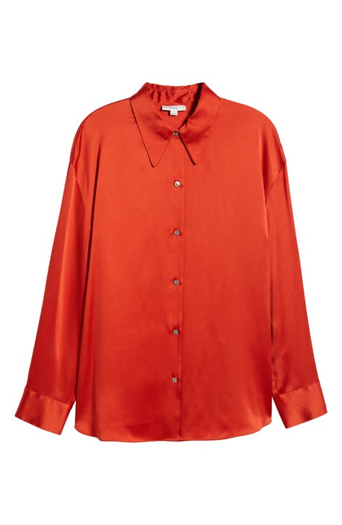 Vince Shaped Collar Silk Blouse In Vermillion