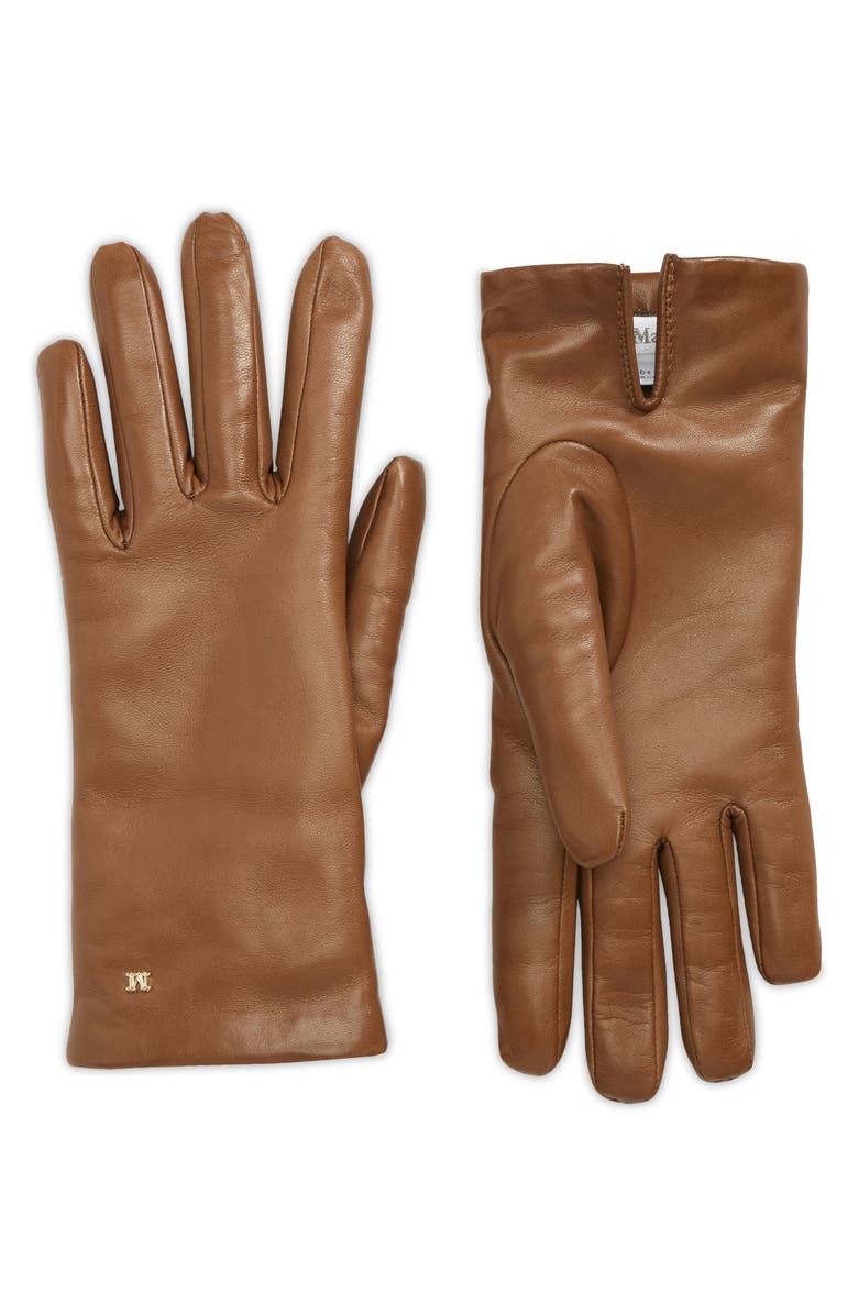 Max Mara Wool Lined Leather Gloves, Main, color,