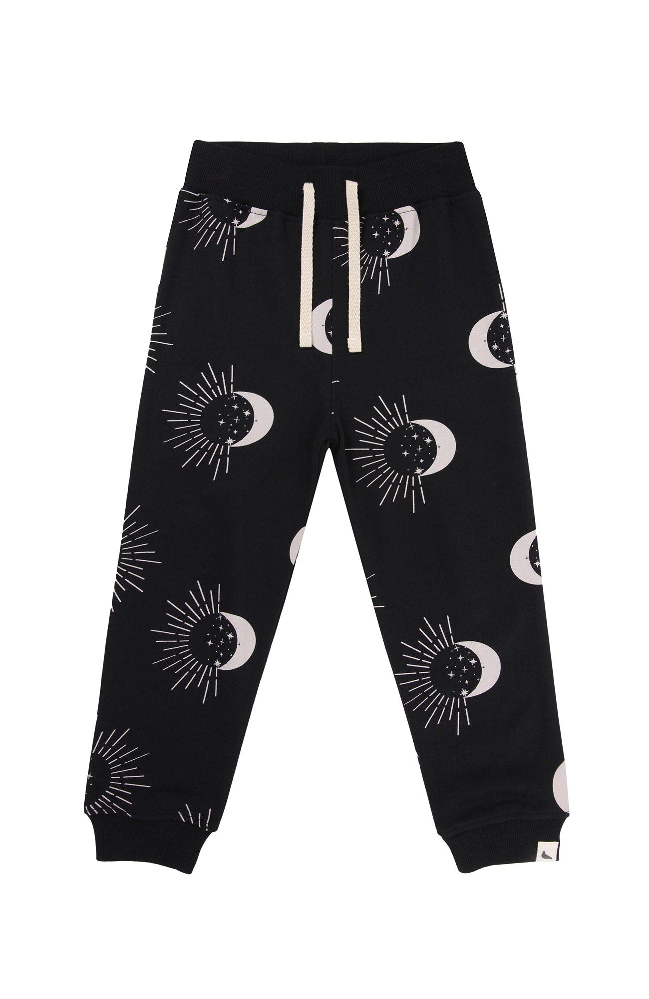 Turtledove London Kids Organic Cotton Astrology Print Joggers in Black 