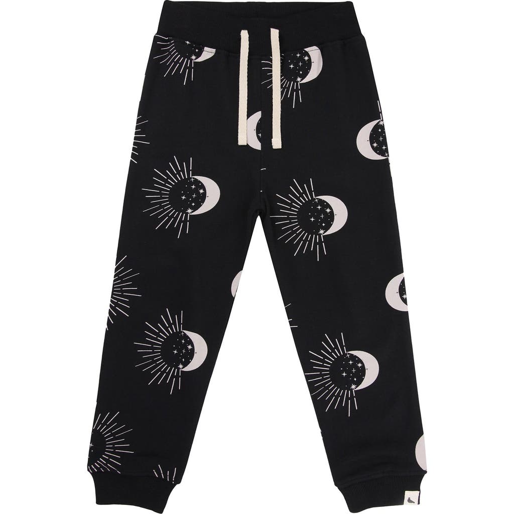 Turtledove London Kids Organic Cotton Astrology Print Joggers In Black