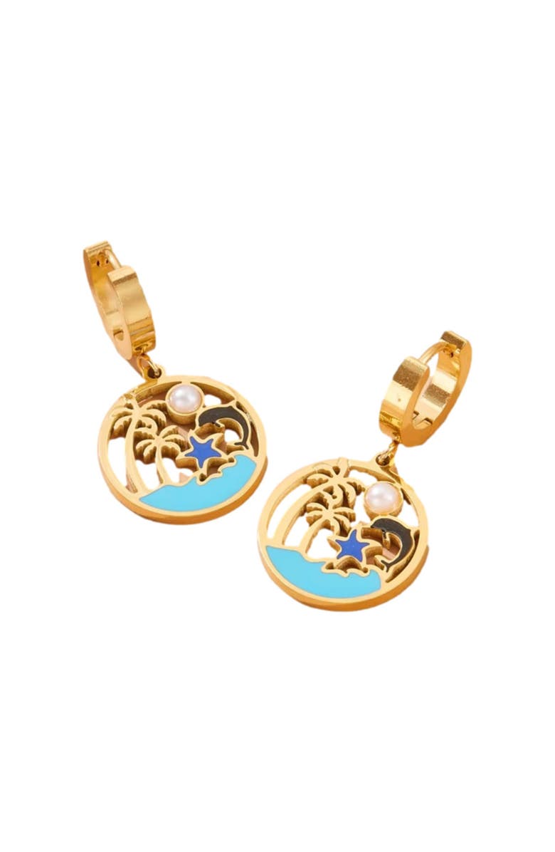 Hollywood Sensation Coastal Magic Turquoise Earrings, Alternate, color, Gold