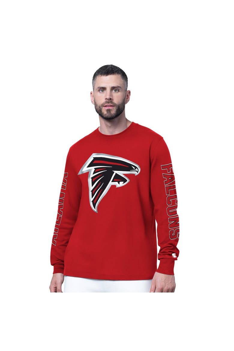 Men's Starter Red Atlanta Falcons Clutch Hit II Long-Sleeve T-Shirt, Main, color, Red