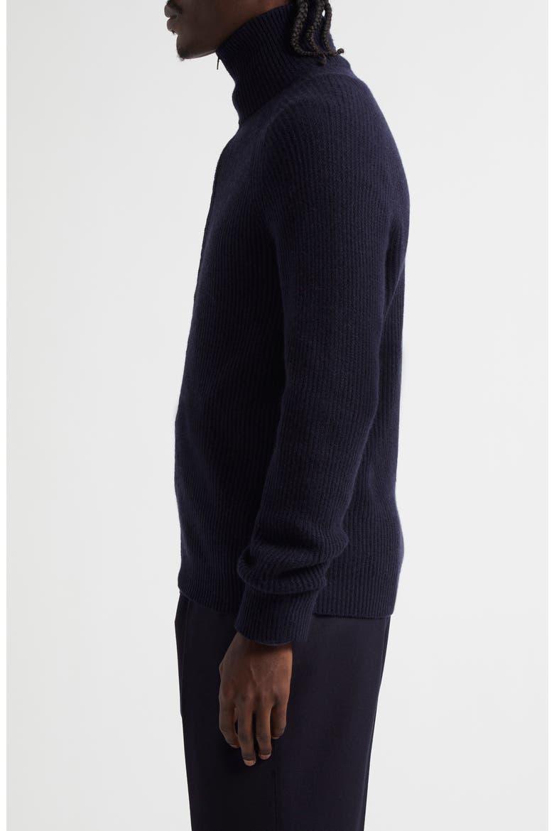 Fisherman Cashmere Zip Cardigan, Alternate, color, NAVY