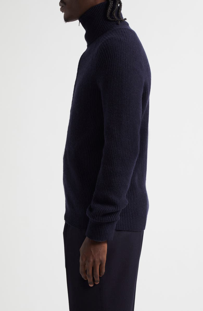 Thom Sweeney Fisherman Cashmere Zip Cardigan, Alternate, color, Navy